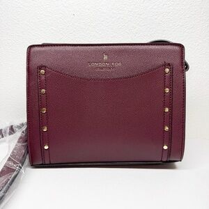Brand New LONDON FOG Purse Plum Taylor Studded Crossbody